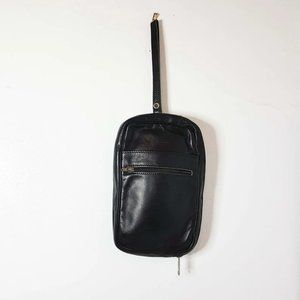 1990s Vintage Renwick Canada Black Leather Bag. Made in Canada Leather Bag